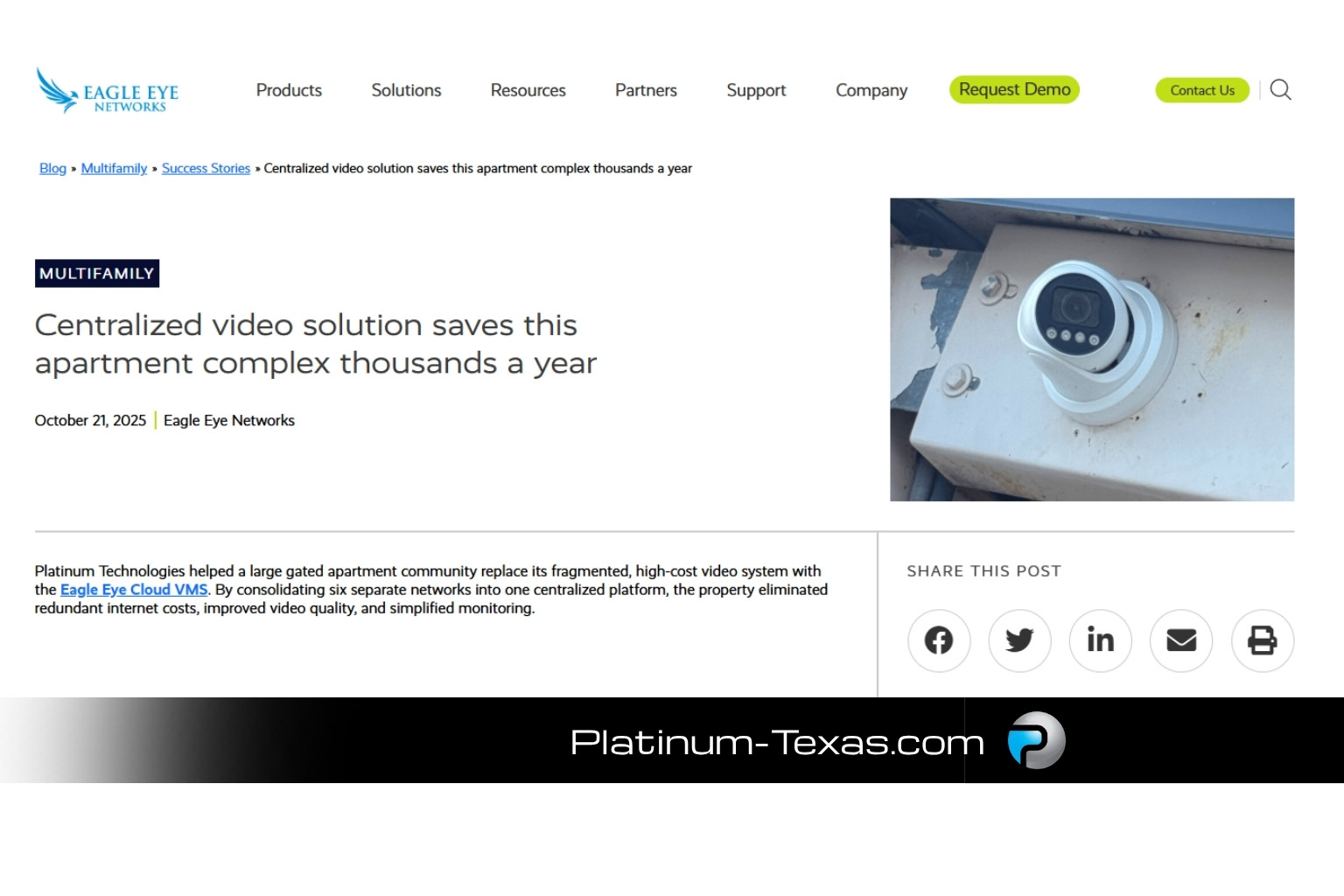 platinum technologies featured by eagle eye networks